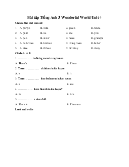 Bài tập Tiếng Anh 3 Wonderful World Unit 4 My House