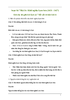 Giải Lịch sử 7 Bài 16: Khởi nghĩa Lam Sơn (1418 - 1427) | Kết nối tri thức