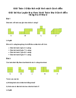 Diện tích một hình: Giải bài tập Luyện tập, thực hành Toán lớp 3 Cánh diều trang 83, 84 tập 2