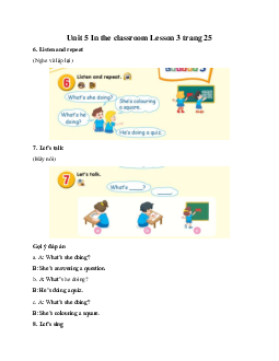 Unit 5 In the classroom Lesson 3 trang 25 | Tiếng Anh 2 Global Success