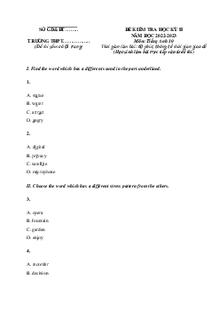 Đề thi học kì 2 môn Tiếng Anh 10 năm 2022 - 2023 sách Chân trời sáng tạo Đề 1