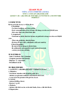 Unit 3: Sustainable health - Lesson plan 3D | Giáo án Tiếng Anh 11 Friends Global