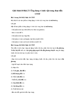 Giải Sinh 10 Bài 27: Ứng dụng vi sinh vật trong thực tiễn | Chân trời sáng tạo