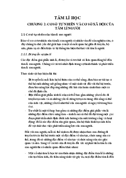 Lý thuyết môn Tâm lí học về cơ sở tự nhiên và cơ sở xã hội của tâm lí người