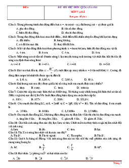 Bộ đề luyện thi tốt nghiệp THPT 2021 môn Lý (Bộ 2) (có đáp án)