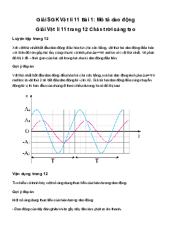 Giải Vật lí 11 Bài 1: Mô tả dao động | Chân trời sáng tạo