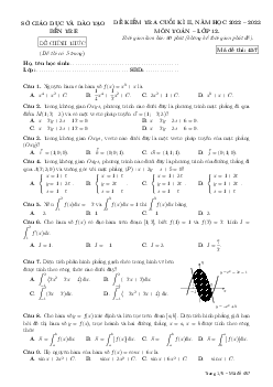 Đề kiểm tra cuối kì 2 Toán 12 năm 2022 – 2023 sở GD&ĐT Bến Tre