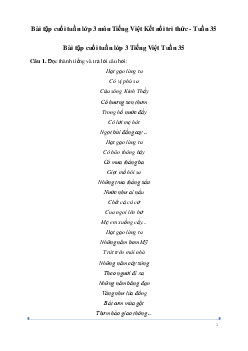 Bài tập cuối tuần lớp 3 môn Tiếng Việt Kết nối tri thức - Tuần 35