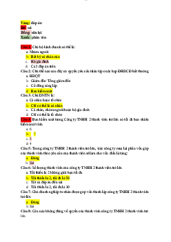 Câu hỏi trắc nghiệm môn luật doanh nghiệp ( có đáp án )