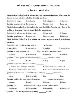 Đề thi thử THPT Quốc gia môn Tiếng Anh năm 2021 trường THPT Chuyên Vĩnh Phúc lần 1 (có đáp án)