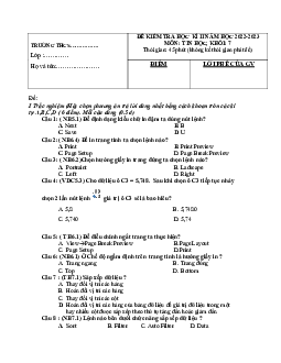 Đề thi học kì 2 môn Tin học 7 năm 2022 - 2023 sách Kết nối tri thức với cuộc sống - Đề 3