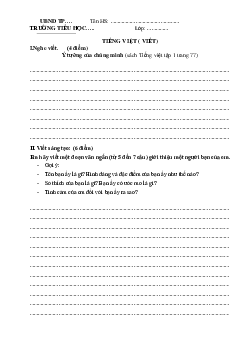 Bộ đề thi giữa học kì 1 môn Tiếng Việt 3 năm 2023 - 2024 (Đề 1) | Chân trời sáng tạo