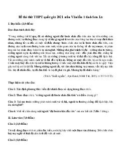 Đề thi thử THPT Quốc gia 2021 môn Ngữ Văn Sở GD&ĐT Sơn La lần 1