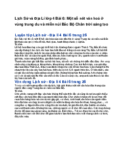 Lịch Sử và Địa Lí lớp 4 Bài 6: Một số nét văn hoá ở vùng trung du và miền núi Bắc Bộ Chân trời sáng tạo