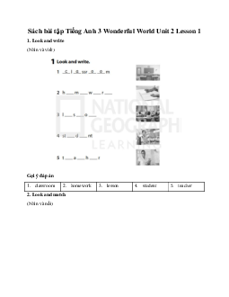 Giải Sách bài tập Tiếng Anh 3 Wonderful World Unit 2 Lesson 1