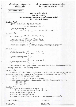 Đề thi chọn học sinh giỏi Toán 9 cấp tỉnh năm 2011 – 2012 sở GD&ĐT Đồng Tháp