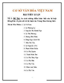 Bài tiểu luận môn Cơ sở văn hóa Việt Nam