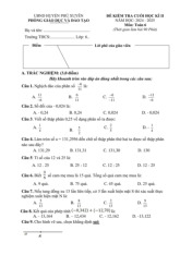 Đề cuối kỳ 2 Toán 6 năm 2024 – 2025 phòng GD&ĐT Phú Xuyên – Hà Nội