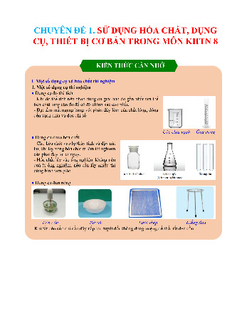 CHUYÊN ĐỀ 1 SỬ DỤNG HÓA CHẤT DỤNG CỤ THIẾT BỊ CƠ BẢN TRONG MÔN KHTN 8