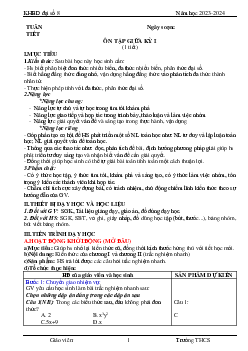 Giáo án Toán 8 Ôn tập giữa HK1 | Cánh diều