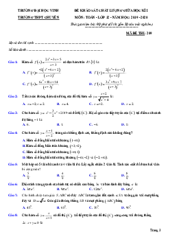 Đề KSCL giữa kì 1 Toán 12 năm 2019 – 2020 trường chuyên ĐH Vinh – Nghệ An