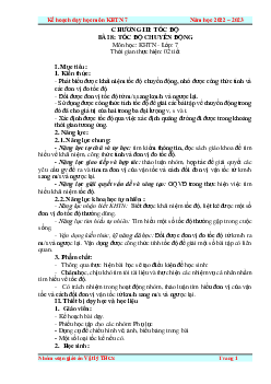 Giáo án Bài 8: Tốc độ chuyển động (Tiết 1) | Khoa Học Tự Nhiên 7 Kết nối tri thức