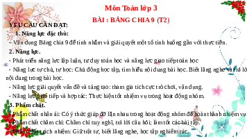 Giáo án điện tử Toán 3 Chương 1 Cánh diều: Bảng chia 9 (tiết 2)