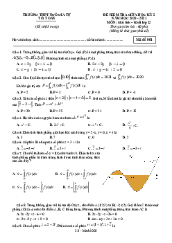 Đề thi giữa học kỳ 2 Toán 12 năm 2020 – 2021 trường THPT Ngô Gia Tự – Đắk Lắk