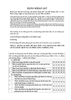 Nghiên cứu mức độ hài lòng của khách hàng đối với chất lượng dịch vụ của Phúc Long Coffee & Tea tại TP. HCM | Đại học Hoa Sen