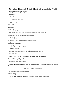 Ngữ pháp Tiếng Anh 7 Unit 8 Festivals around the World