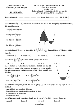 Đề thi học sinh giỏi tỉnh Toán 12 năm 2020 – 2021 sở GD&ĐT Bắc Ninh