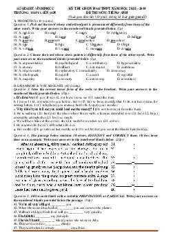 Đề thi chọn HSG Tiếng Anh 12 trường THPT Liễn Sơn 2018-2019 (có đáp án)