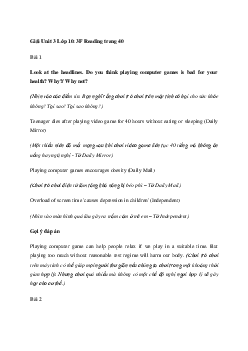 Giải Tiếng Anh 10 Unit 3: 3F Reading | Friends Global