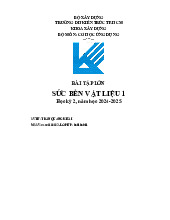 Bài tập lớn: Sức bền vật liệu 1 | Đại học Kiến trúc Thành phố Hồ Chí Minh