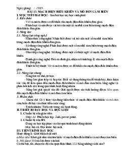 Giáo án Công nghệ 8 Bài 13: Mạch điện điều khiển và mô đun cảm biến | Cánh diều