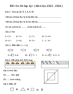 Bộ đề ôn thi học kì 1 môn Toán lớp 1 | Cánh diều