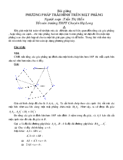 Bài giảng phương pháp trải hình trên mặt phẳng – Trần Thị Hiền