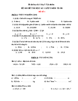 100 đề thi học kì 1 lớp 5 môn Toán Tải nhiều năm 2022 - 2023