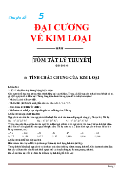 Đại cương về kim loại hóa học 12