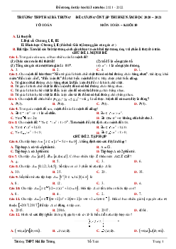 Đề cương ôn tập HK1 Toán 10 năm 2021 – 2022 trường Hai Bà Trưng – TT Huế