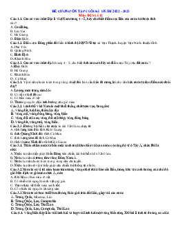 Đề cương ôn tập học kỳ 1 Địa lí 12 năm 2022-2023 trắc nghiệm
