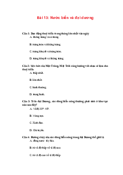 Trắc nghiệm Địa lí 10 Bài 13 Chương 5 | Chân trời sáng tạo