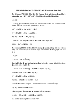 Giải bài tập Hóa học 12 bài 40: Nhận biết một số ion trong dung dịch