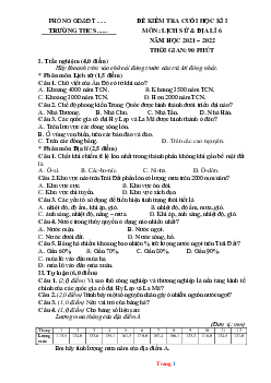 Đề kiểm tra cuối kì 1 Lịch Sử Địa Lí 6 KNTT (có ma trận và đáp án)-Đề 2