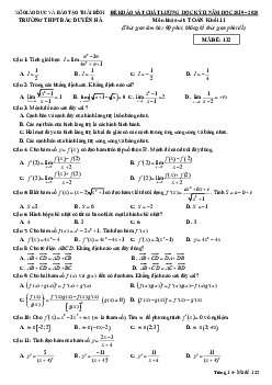 Đề thi HK2 Toán 11 năm 2019 – 2020 trường THPT Bắc Duyên Hà – Thái Bình