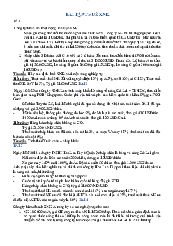 Bài tập Thuế xuất nhập khẩu và Thuế thu nhập doanh nghiệp