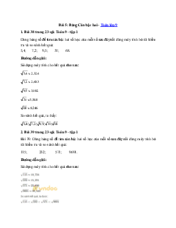 Giải Toán 9 bài 5 Bảng Căn bậc hai