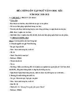 Đề cương ôn thi học kì 1 lớp 9 môn Ngữ văn năm 2020 - 2021