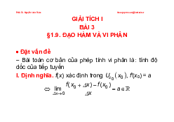 Bài giảng: Đạo hàm và vi phân | Giải tích 1 | Đại học Bách Khoa Hà Nội