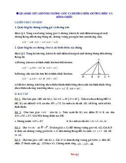 Bài tập hình học toán 7 quan hệ giữa đường vuông góc và đường (có lời giải)